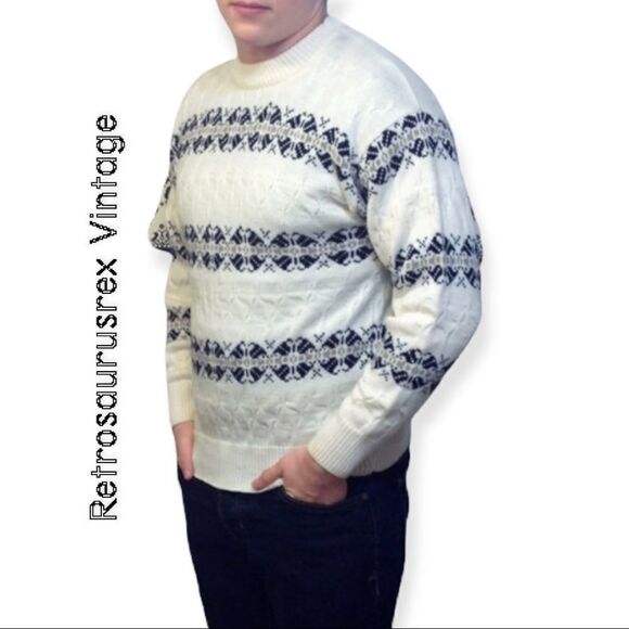 VINTAGE men’s winter white sweater, size XL - Picture 2 of 5